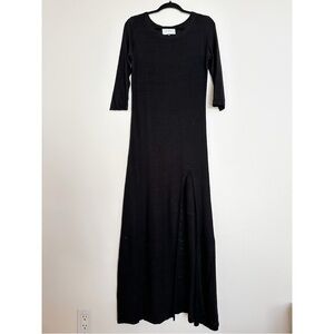 SOLID & STRIPED black 100% linen long 3/4 sleeve midi maxi tshirt dress